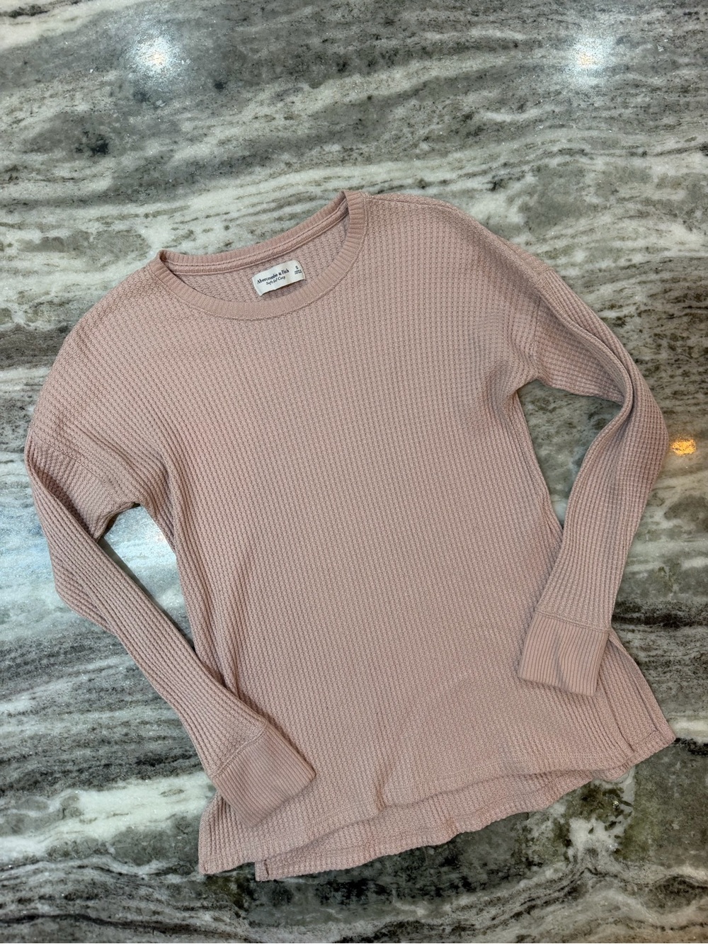 Abercrombie & Fitch Waffle-Knit Long Sleeve Top